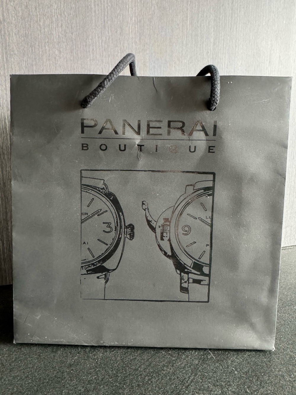 Jet Black Panerai Men's Tote Bag with Watch Illustration